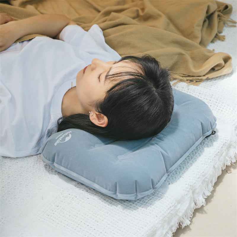 Soft TPU Flocked Inflatable Camping Pillow