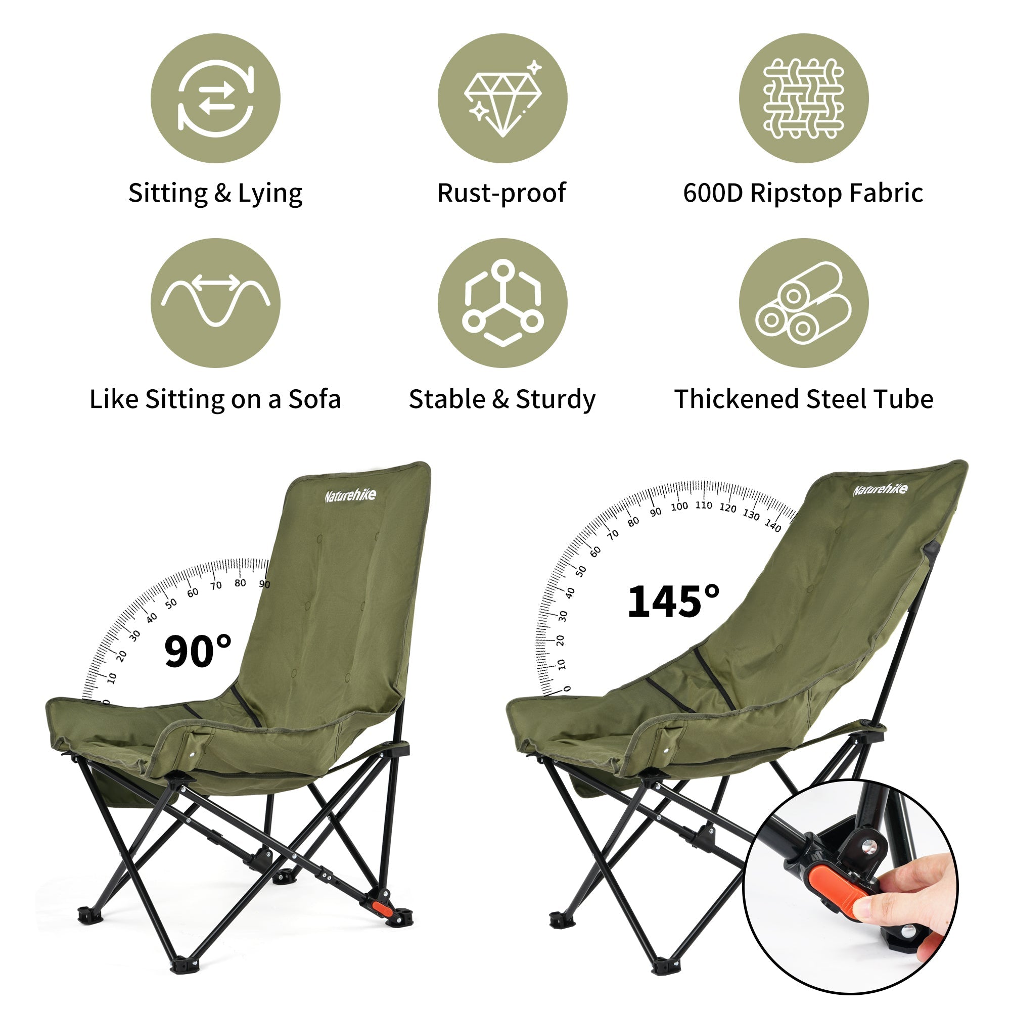 Naturehike Sea Star 001 Push-Up High Back Cotton-Filled Moon Chair Single (2026)