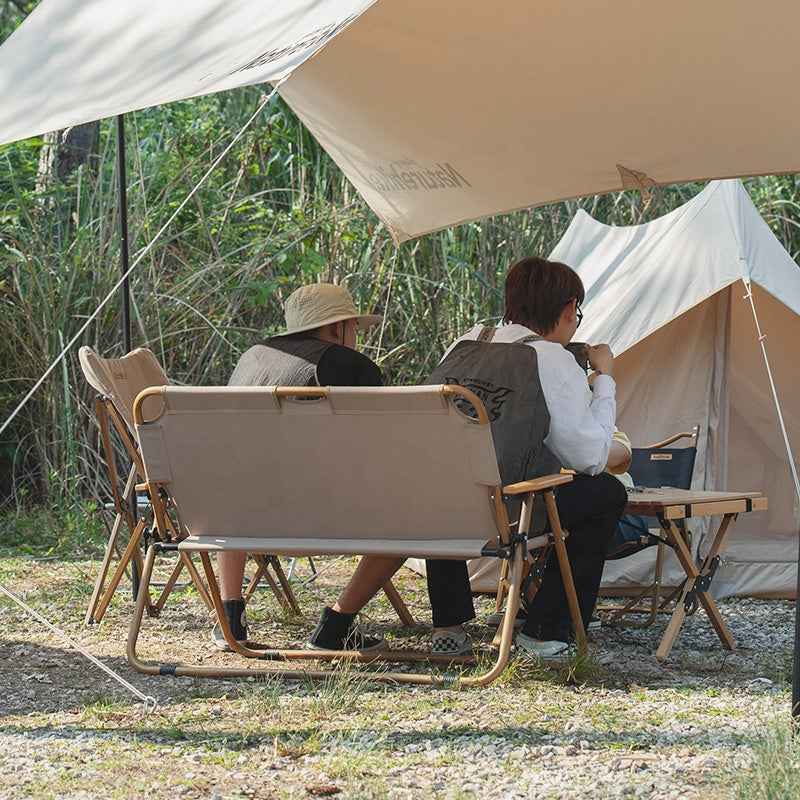 Wood Grain Double Camping Chair