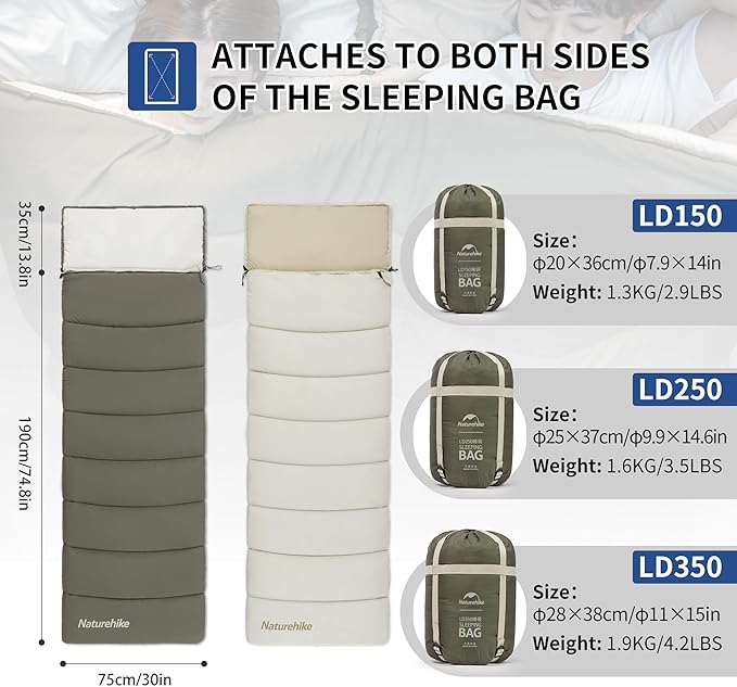 Naturehike LD350 4 Season Spliceable Camping Sleeping Bag for Adults & Kids
