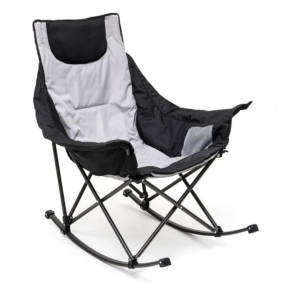 SUNNYFEEL Oversized Rocking Camping Chair, Fully Padded Patio Chair with Side Pocket, High Back Portable Lawn Recliner with Headrest, Outdoor Camp Rocker Chairs for Adults Heavy Duty 500 LBS Carry Bag