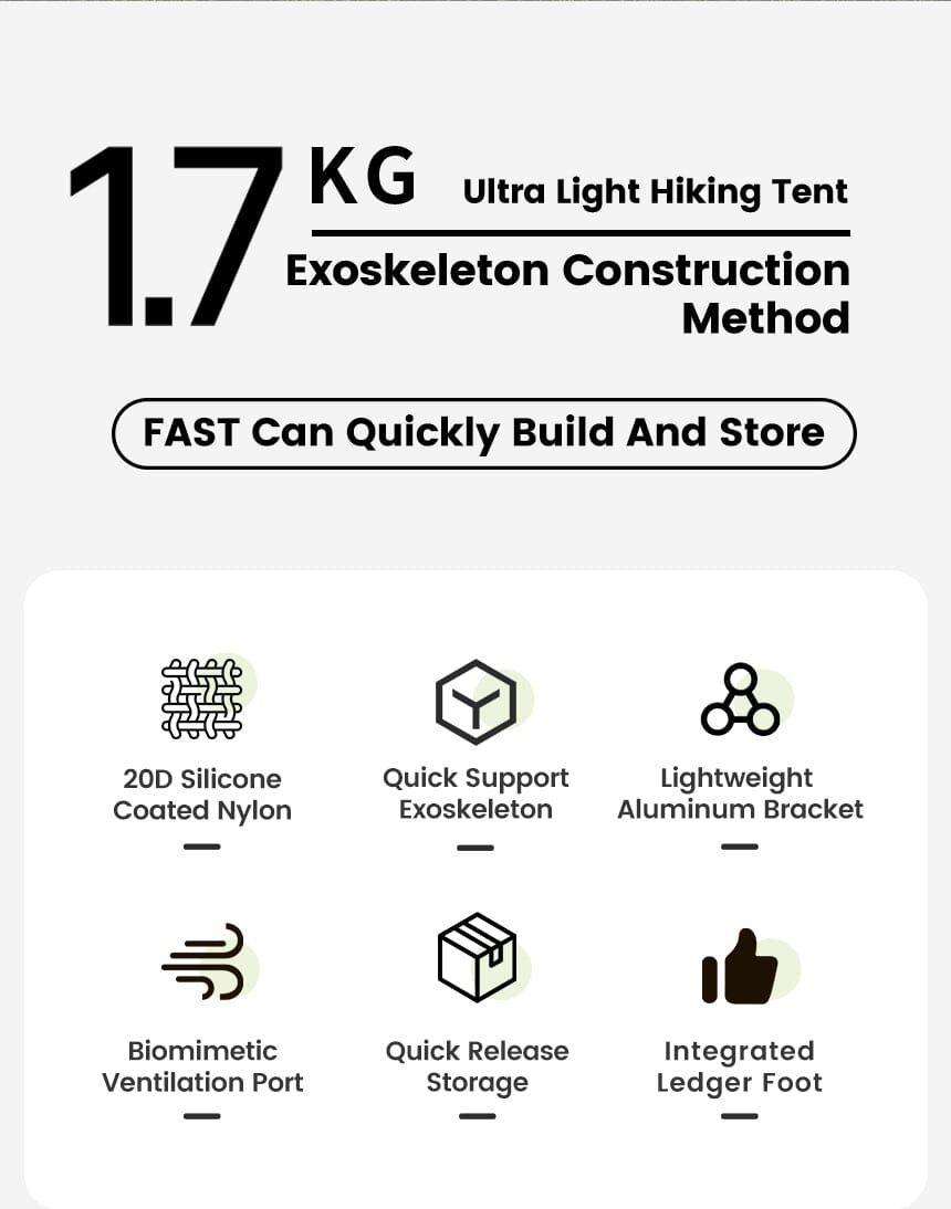 MOBI GARDEN Light Knight Ultralight Hiking Tent (Exoskeleton Version)